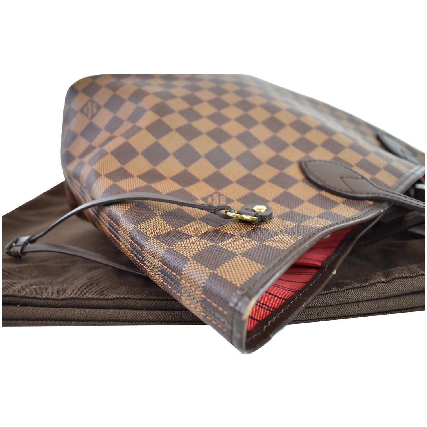LOUIS VUITTON Neverfull MM Damier Ebene Shoulder Bag Brown