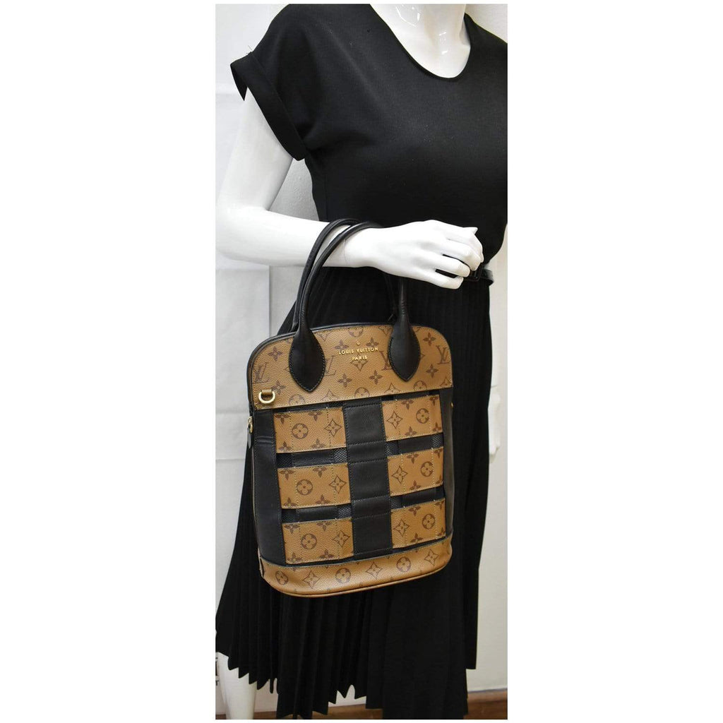 LOUIS VUITTON Tressage Reverse Monogram Tote Bag Brown