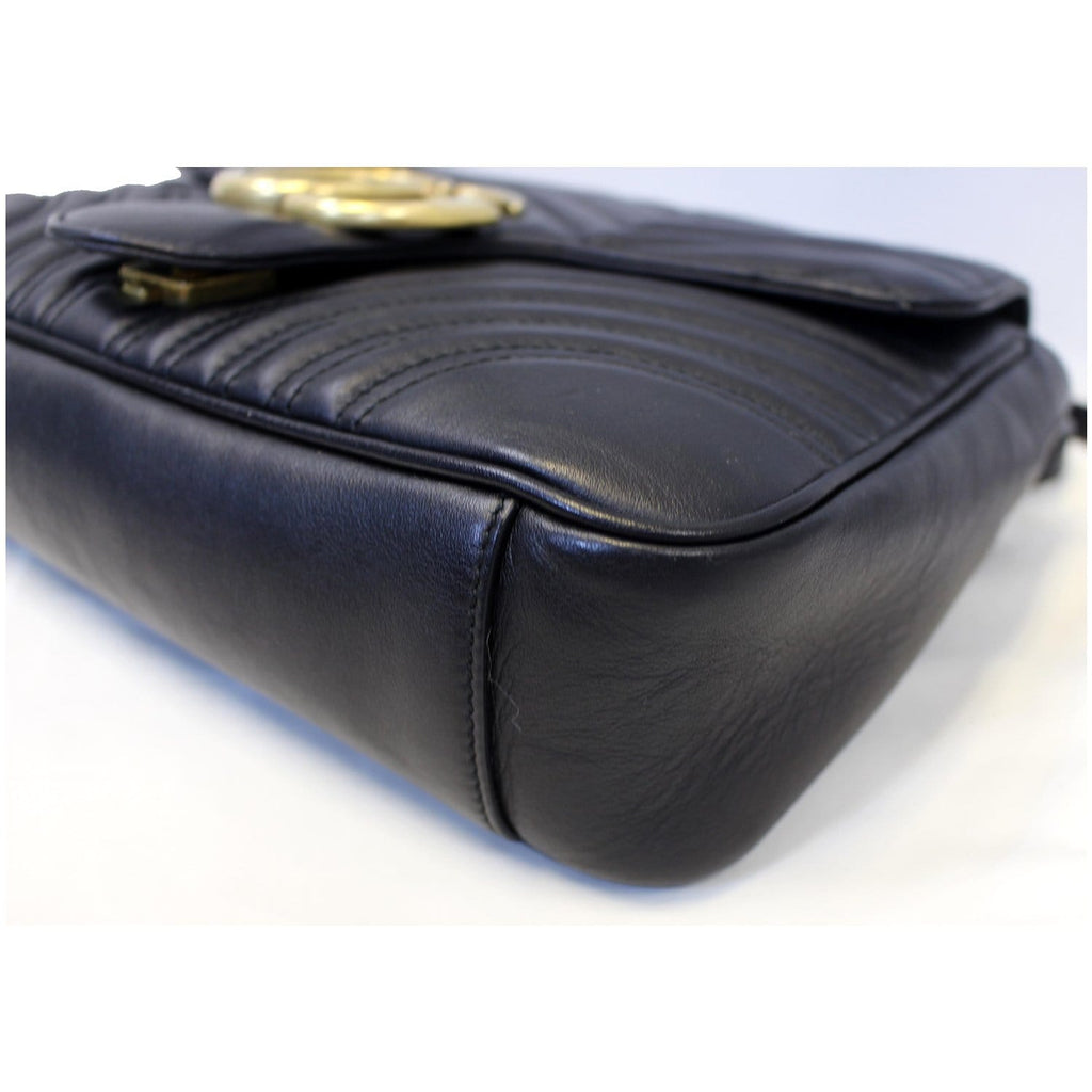 GUCCI GG Marmont Matelasse Leather Shoulder Bag Black 443496