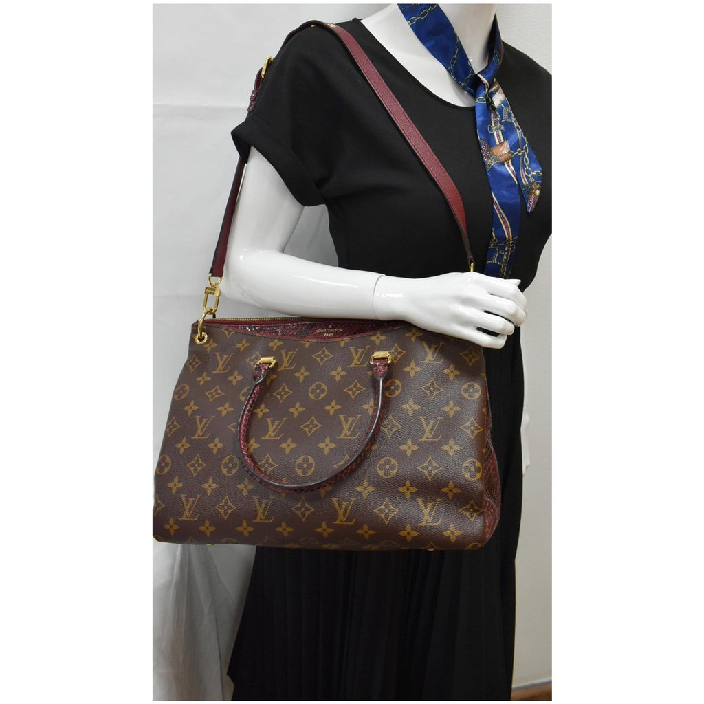 LOUIS VUITTON Pallas Python Monogram Canvas Shoulder Bag Bordeaux