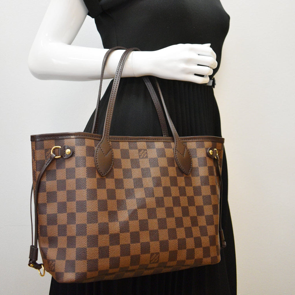 LOUIS VUITTON Neverfull PM Damier Ebene Shoulder Bag Brown