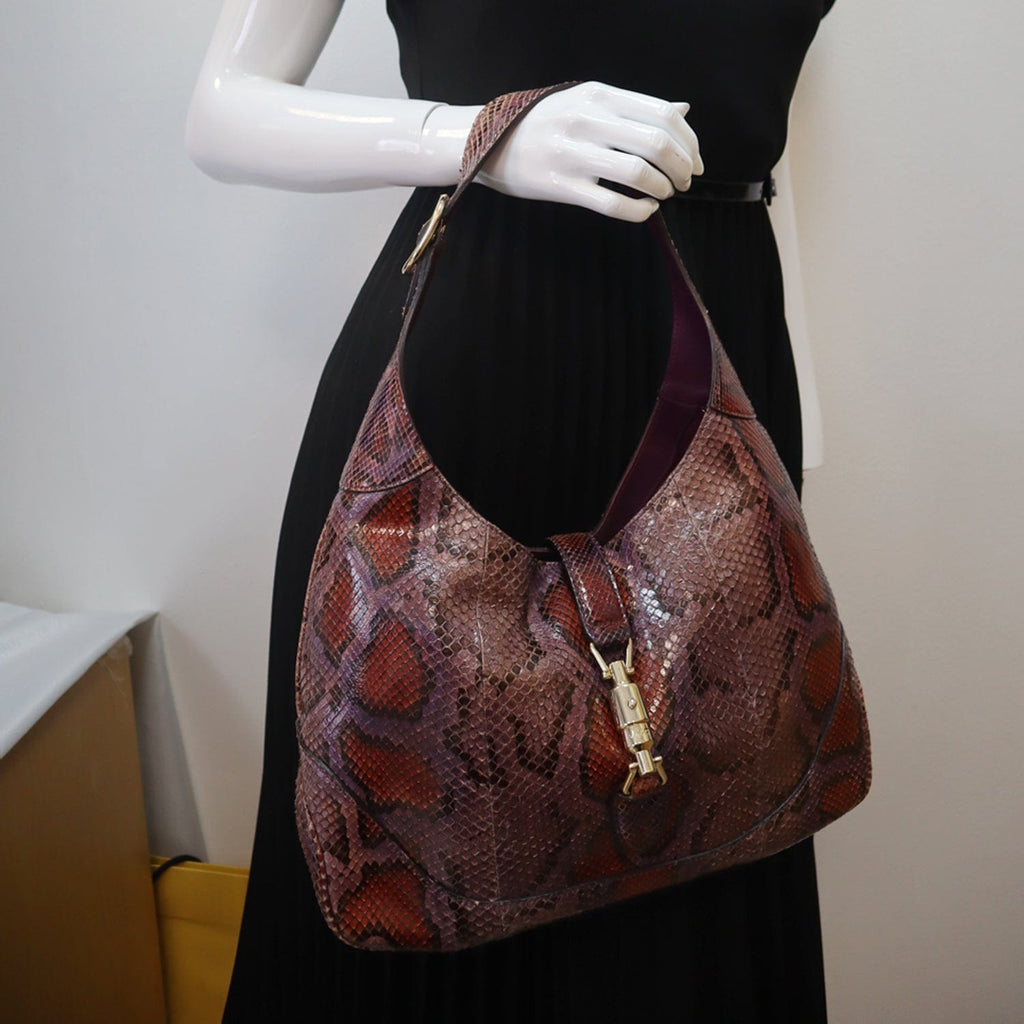 GUCCI Jackie Medium Python Shoulder Bag Purple 277520