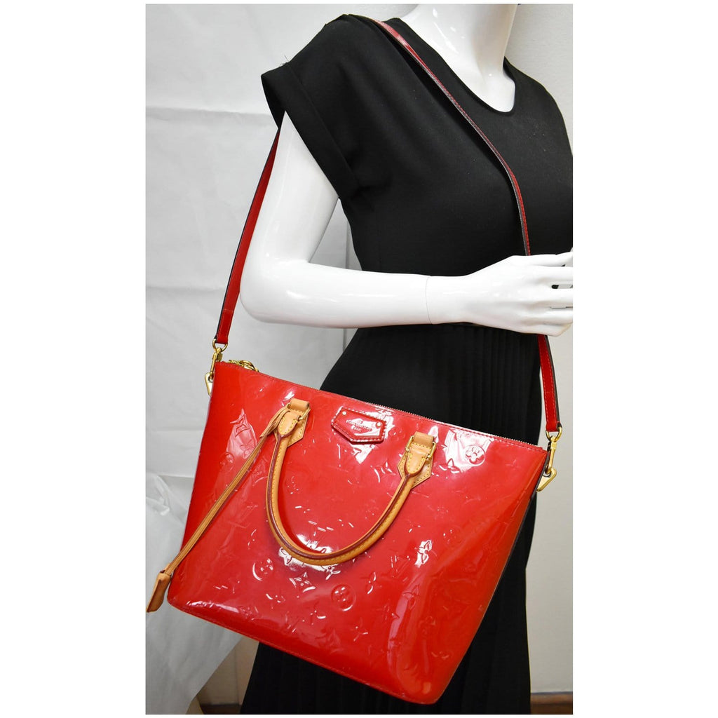 LOUIS VUITTON Montebello MM Monogram Vernis Shoulder Bag Cerise