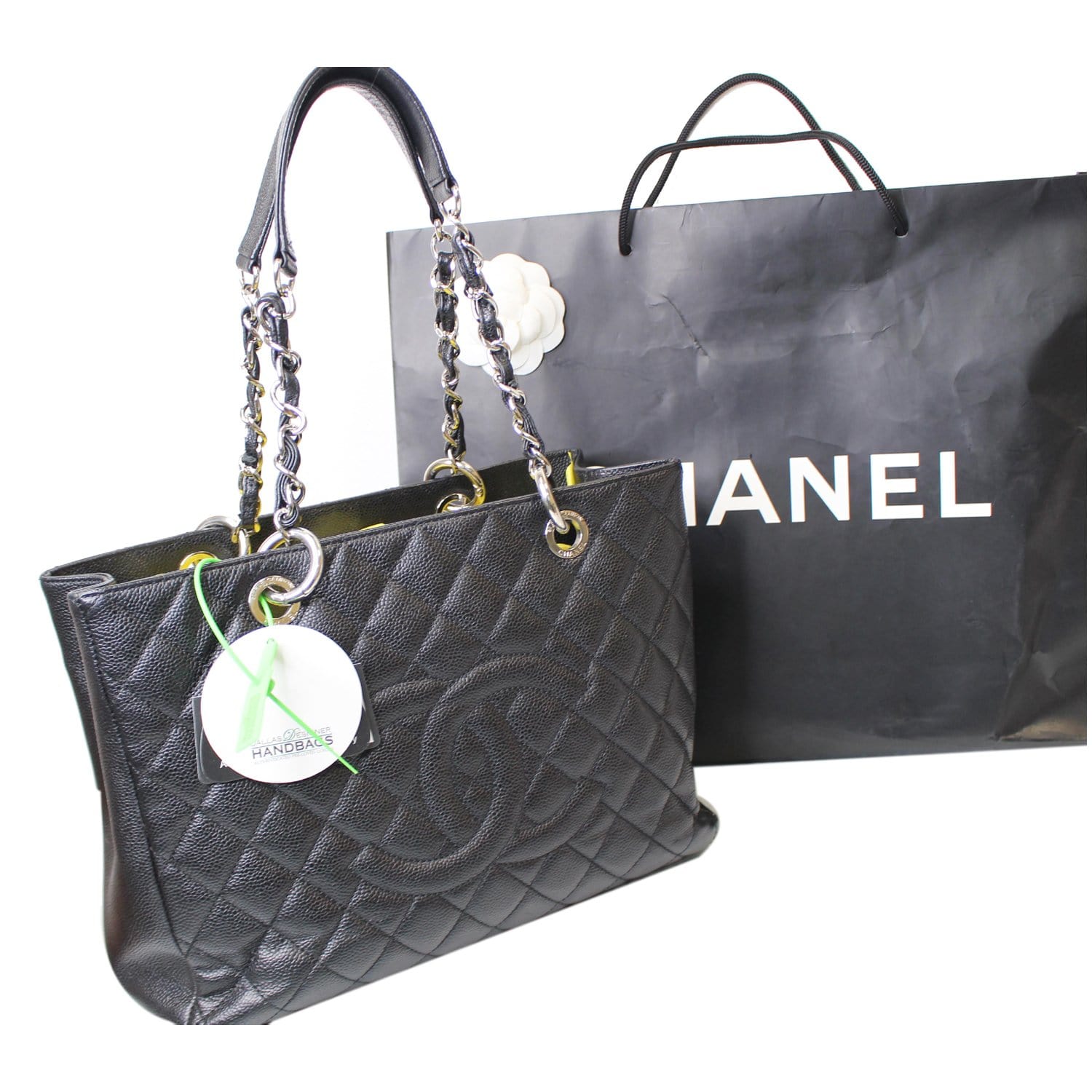 CHANEL Grand Shopping Caviar Leather Tote Bag Black
