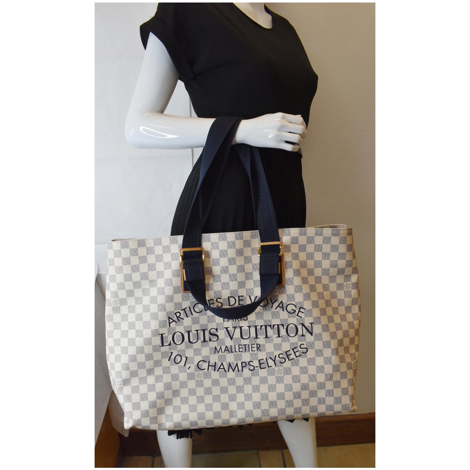LOUIS VUITTON Beach Cabas GM Damier Azur Shoulder Bag White