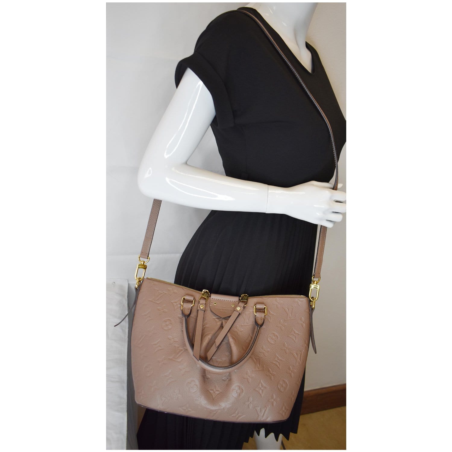 LOUIS VUITTON Mazarine PM Monogram Empreinte Shoulder Bag Taupe
