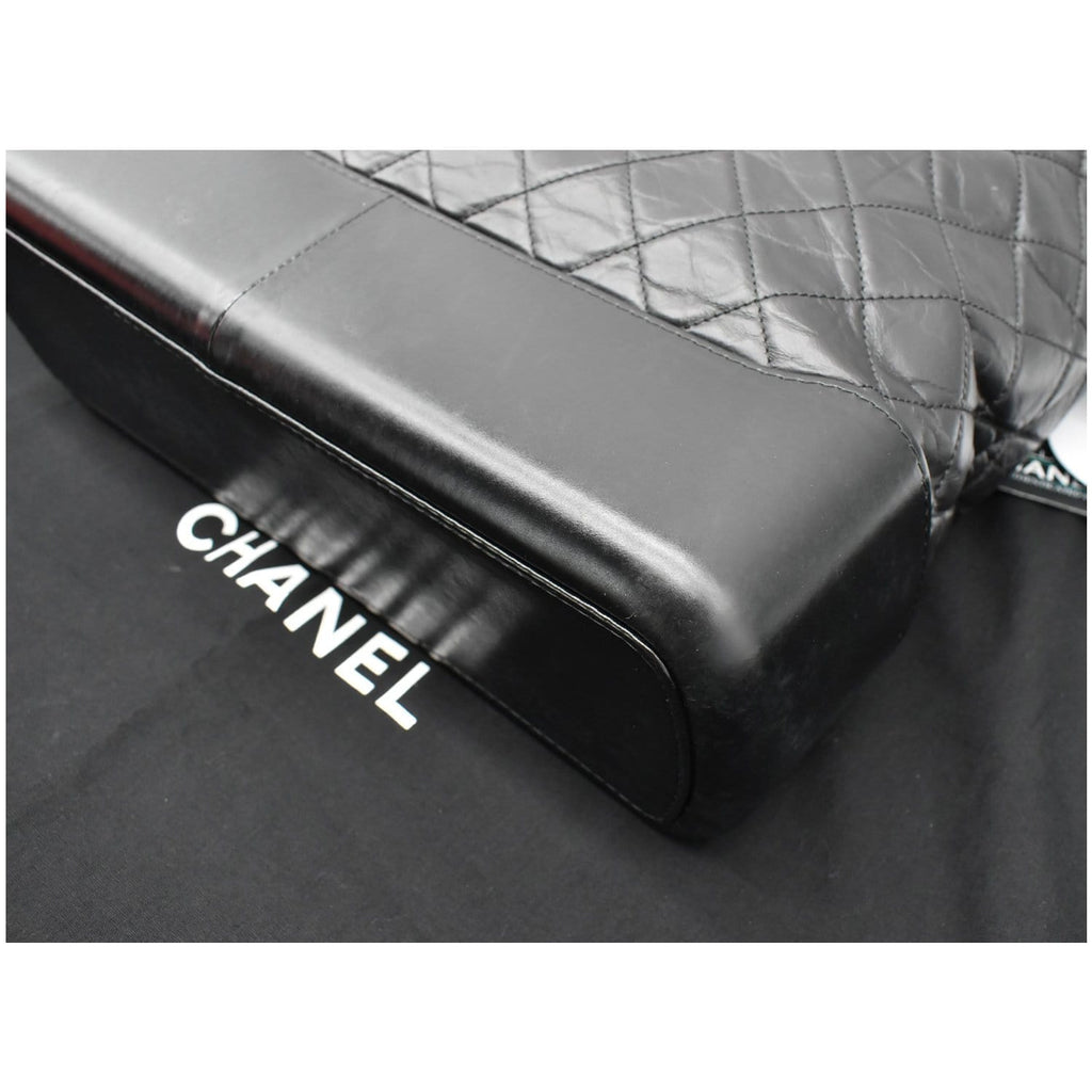 CHANEL Gabrielle Large Quilted Calfskin Leather Shopping Tote Bag Black