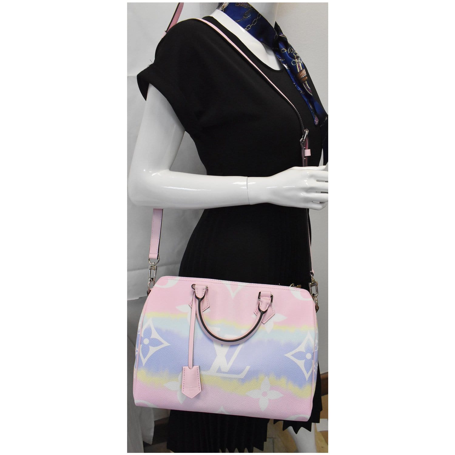 LOUIS VUITTON Escale Speedy 30 Bandouliere Monogram Canvas Shoulder Bag Pastel