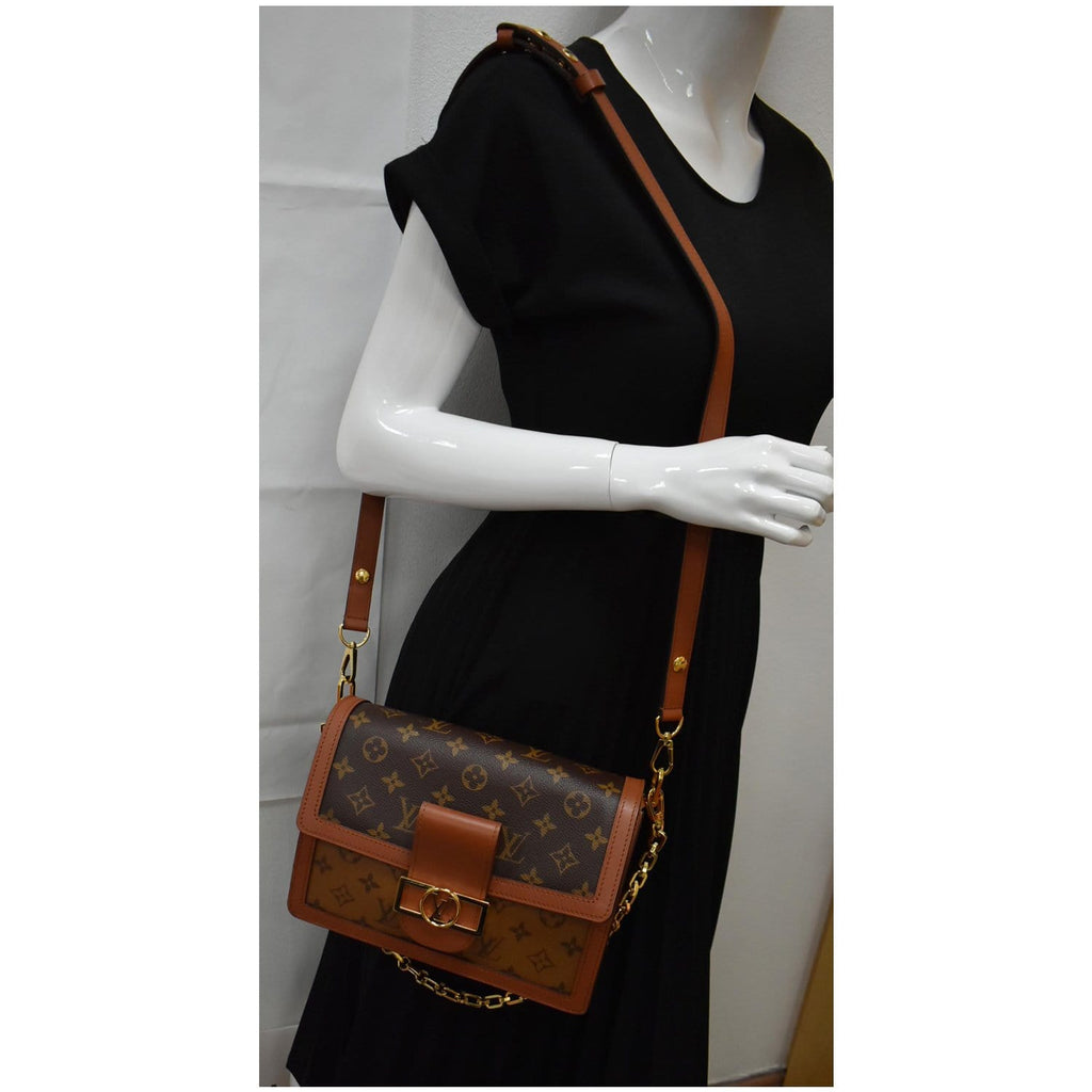 LOUIS VUITTON Dauphine MM Monogram Reverse Canvas Shoulder Bag Brown