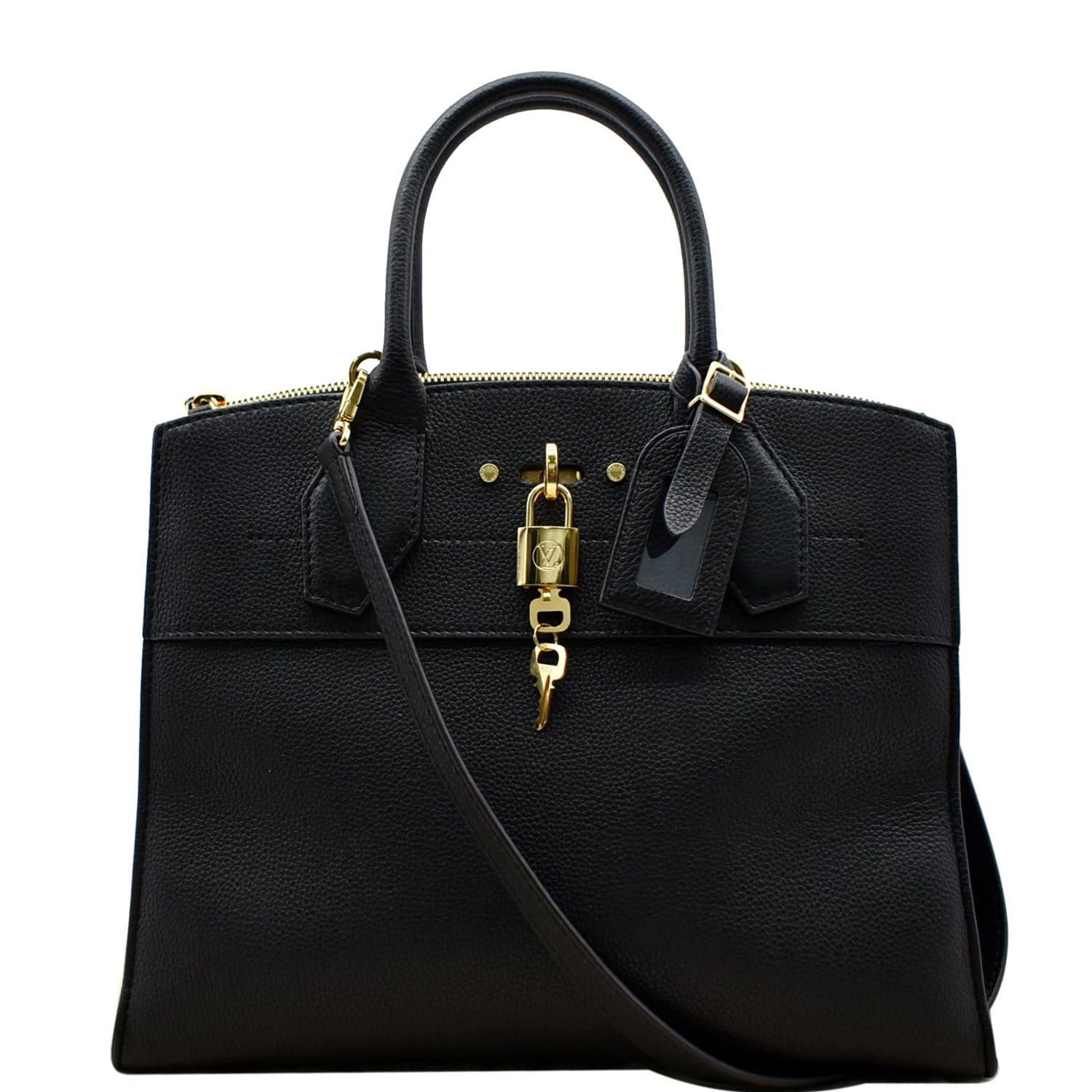 LOUIS VUITTON City Steamer MM Leather Shoulder Bag Noir