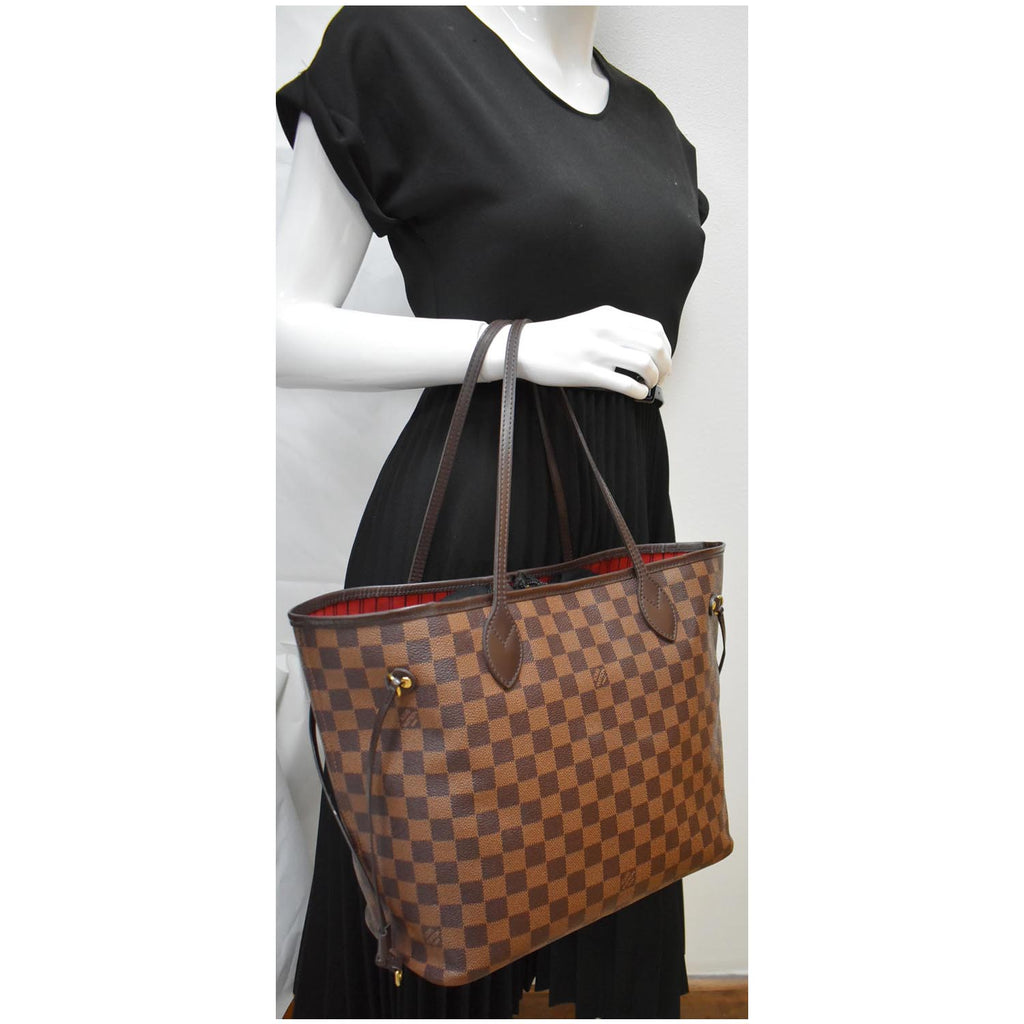 LOUIS VUITTON  Neverfull MM Damier Ebene Tote Bag Brown