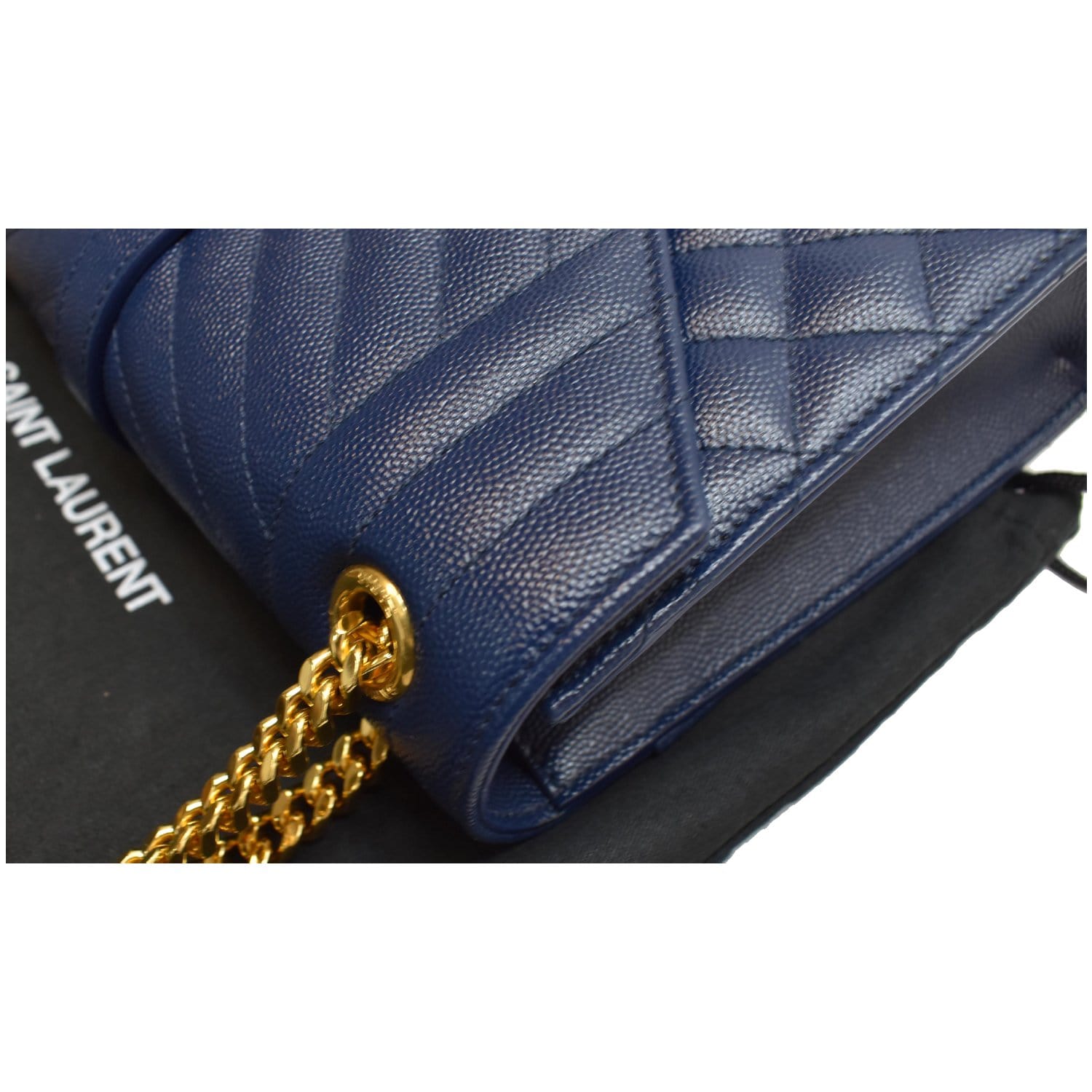 YVES SAINT LAURENT Envelope Chain Medium Leather Shoulder Bag Blue