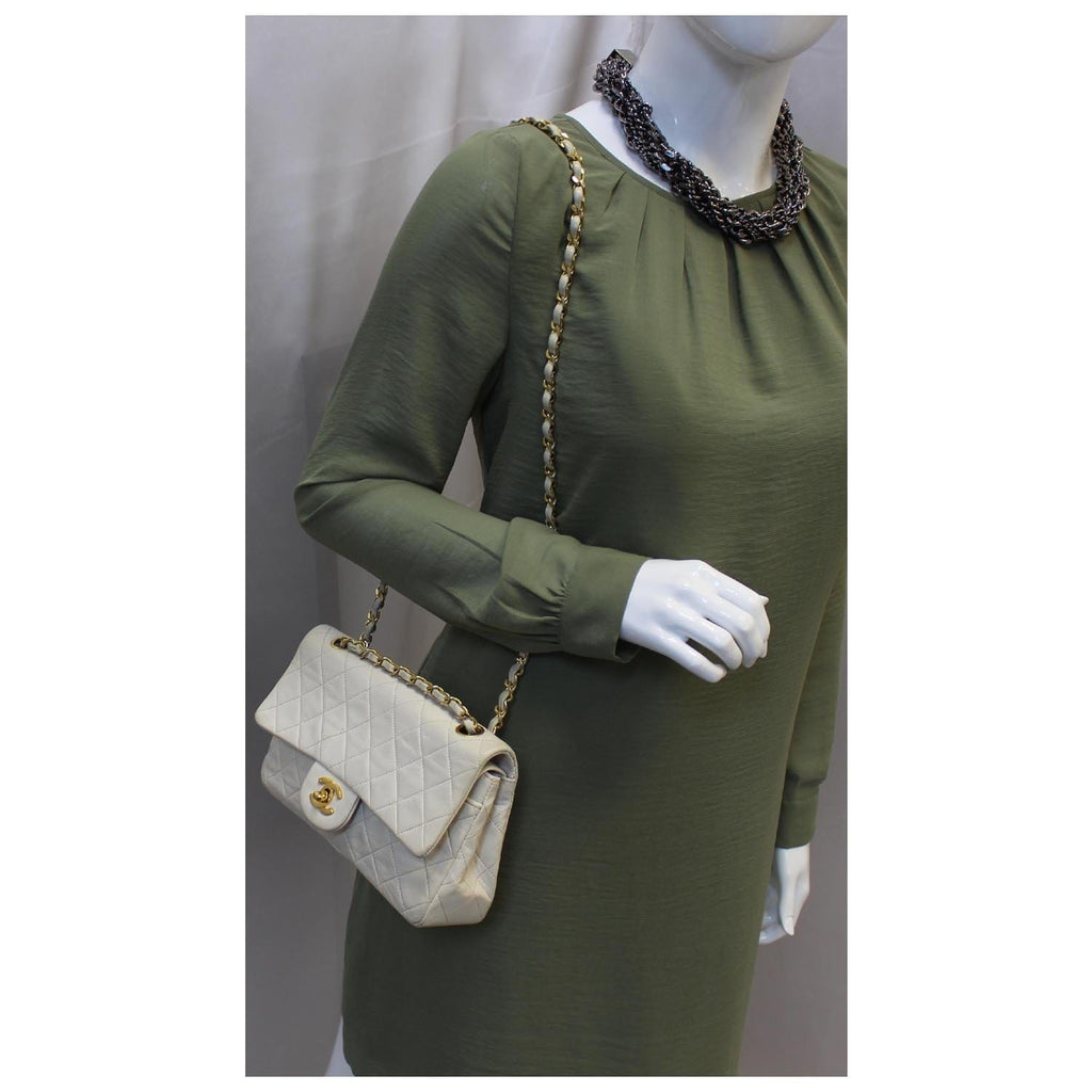 Chanel Classic Medium Double Flap Shoulder Bag Ivory