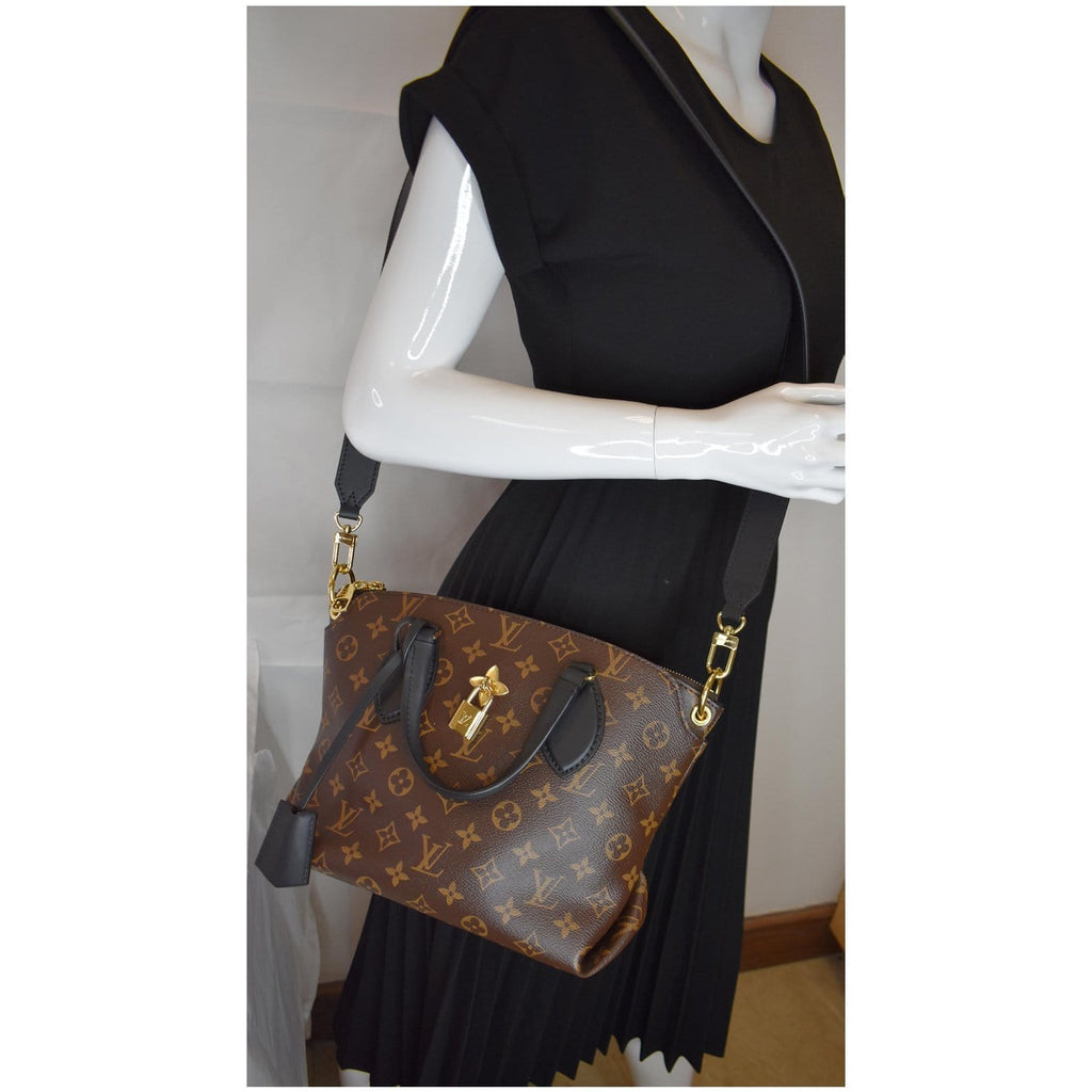 LOUIS VUITTON Flower Zipped PM Monogram Canvas Tote Bag Brown