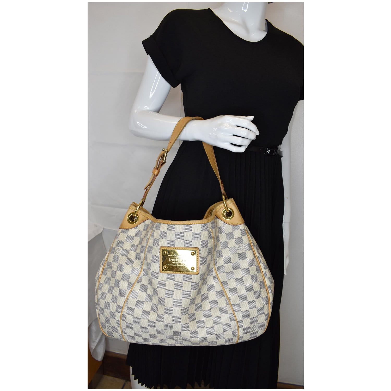 LOUIS VUITTON Galliera PM Damier Azur Shoulder Bag White