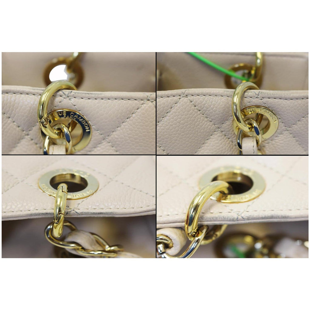 CHANEL PST Caviar Leather Petit Shopping Tote Bag Beige