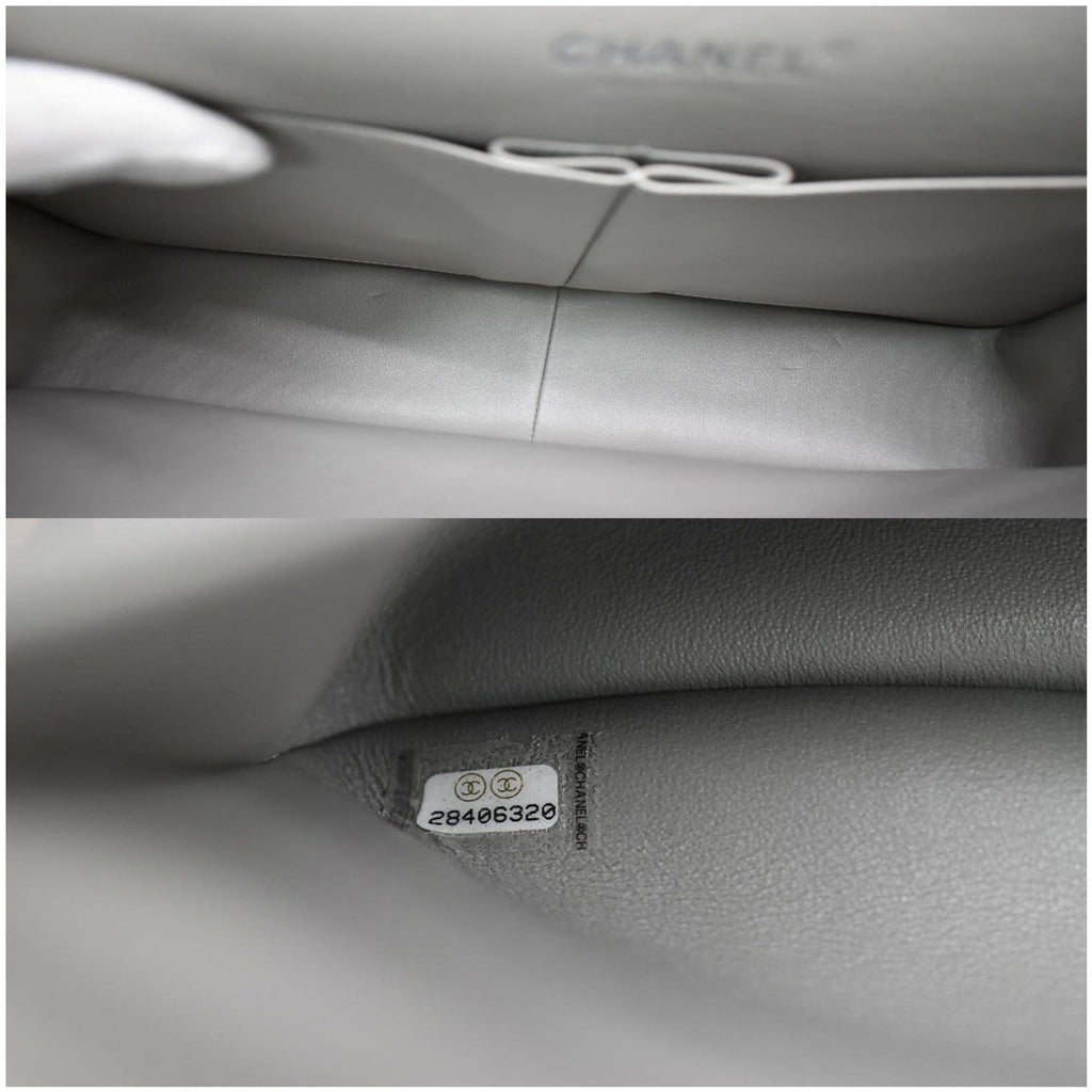 CHANEL Classic Jumbo Double Flap Lambskin Leather Shoulder Bag Grey