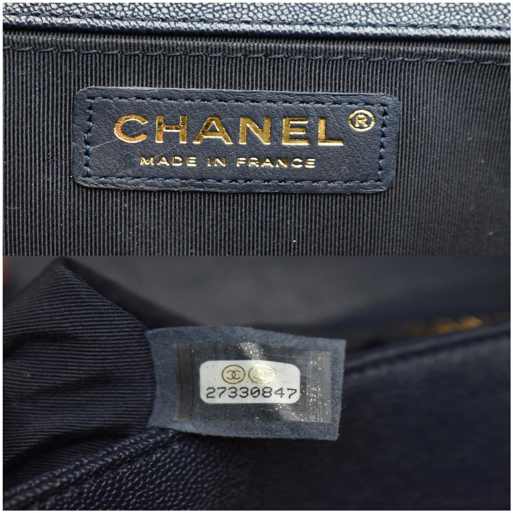 CHANEL Medium Boy Flap Quilted Leather Shoulder Bag Navy Blue