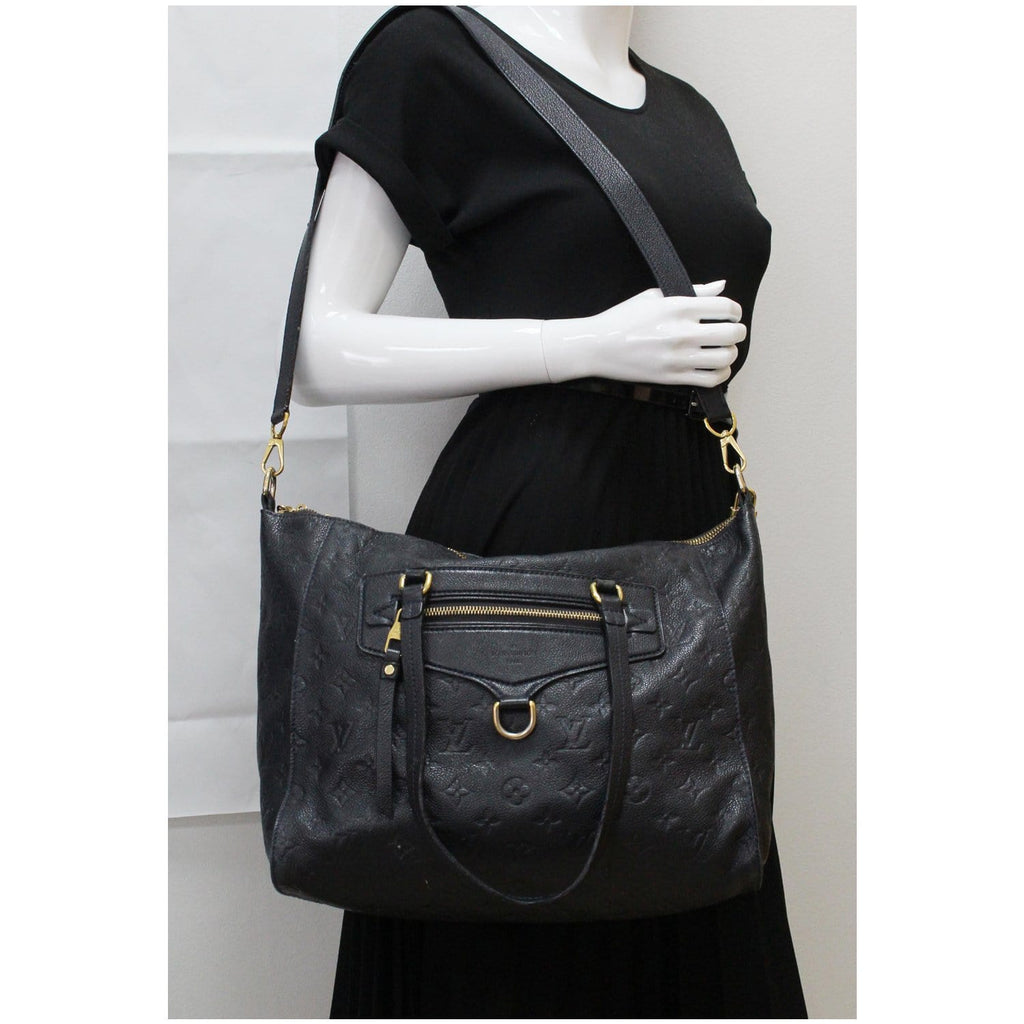 LOUIS VUITTON Lumineuse PM Monogram Empreinte Leather Shoulder Bag Black