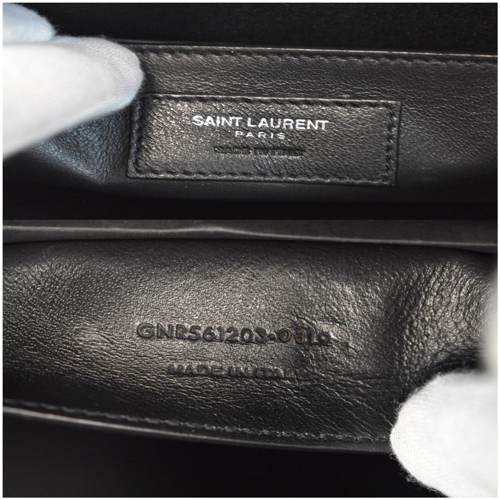YVES SAINT LAURENT Uptown Small Canvas Leather Tote Bag Black