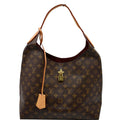 LOUIS VUITTON Flower Hobo Monogram Canvas Shoulder Hobo Bag Brown