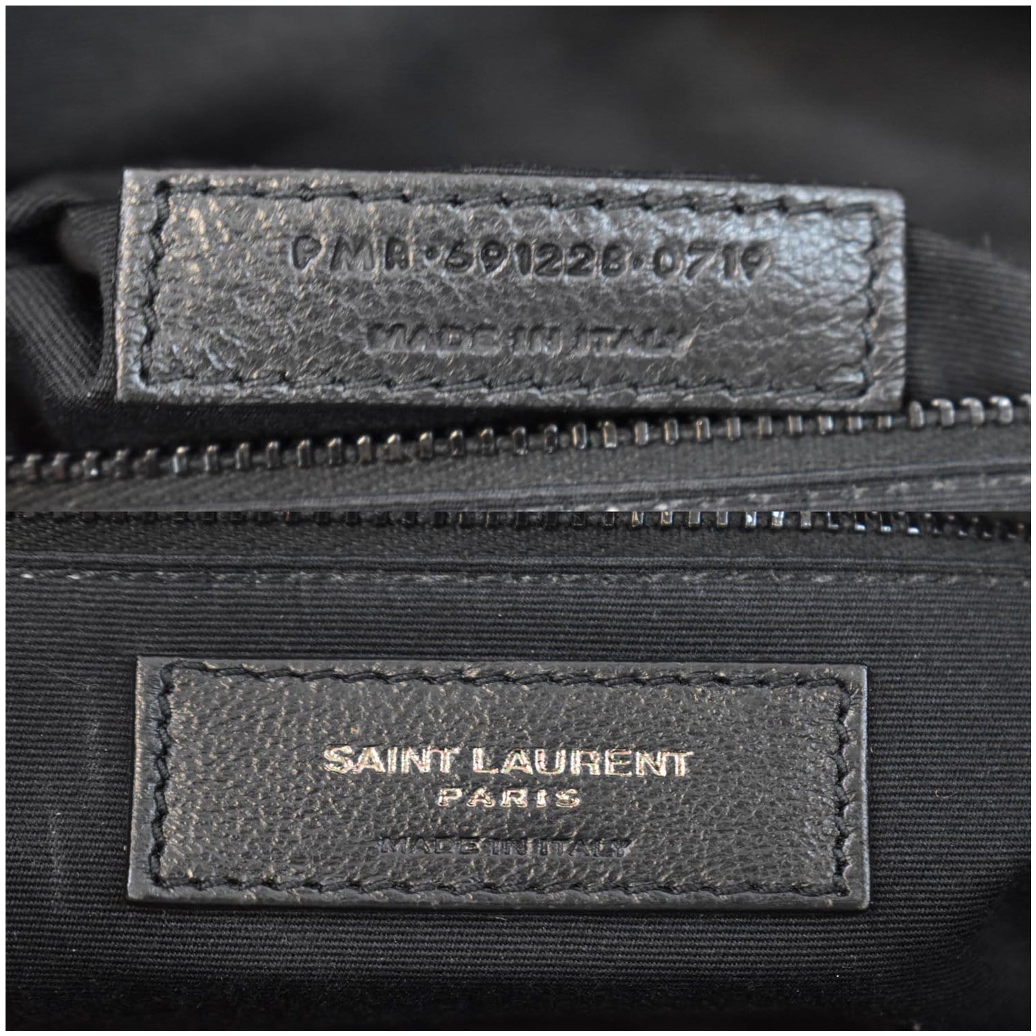 YVES SAINT LAURENT Niki Croc Embossed Leather Shoulder Bag Black