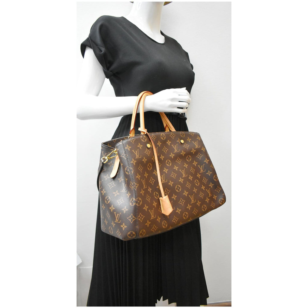 LOUIS VUITTON Montaigne GM Monogram Canvas Shoulder Bag Brown