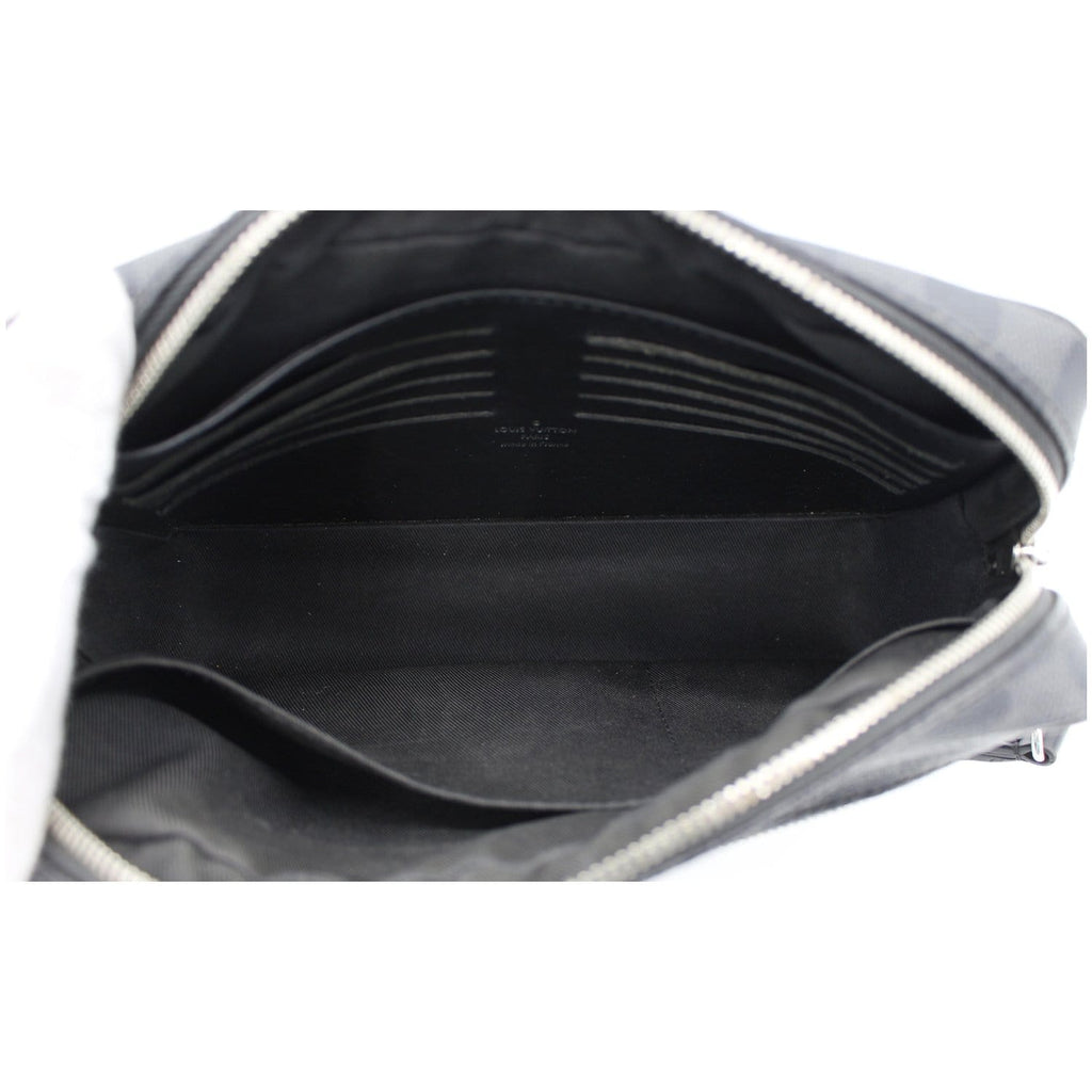LOUIS VUITTON Alpha Damier Graphite Canvas Pouch Clutch Bag Black
