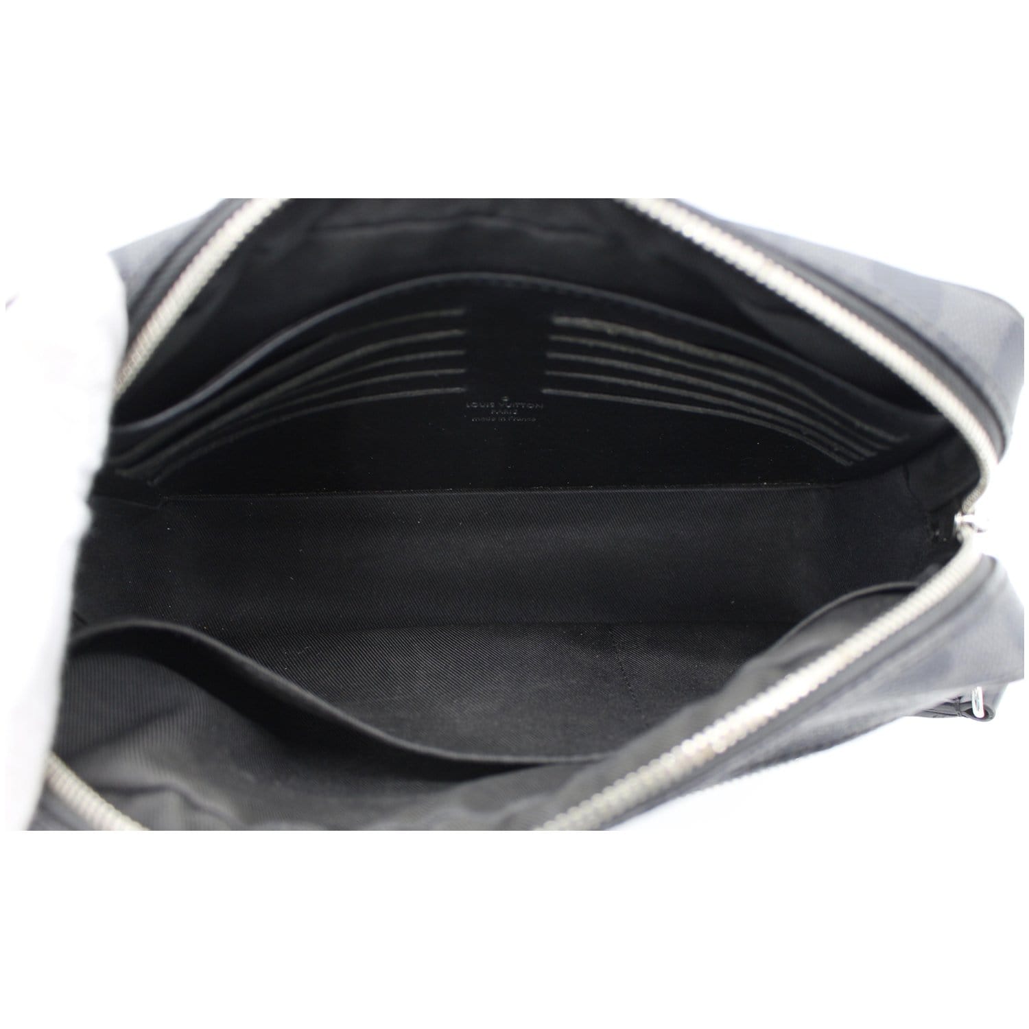 LOUIS VUITTON Alpha Damier Graphite Canvas Pouch Clutch Bag Black