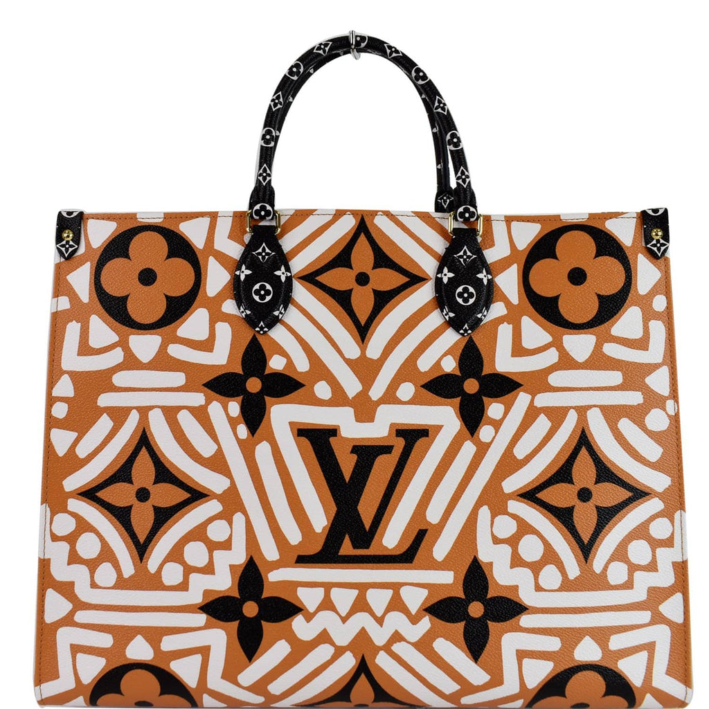 LOUIS VUITTON Onthego GM Crafty Monogram Giant Canvas Shoulder Bag Caramel