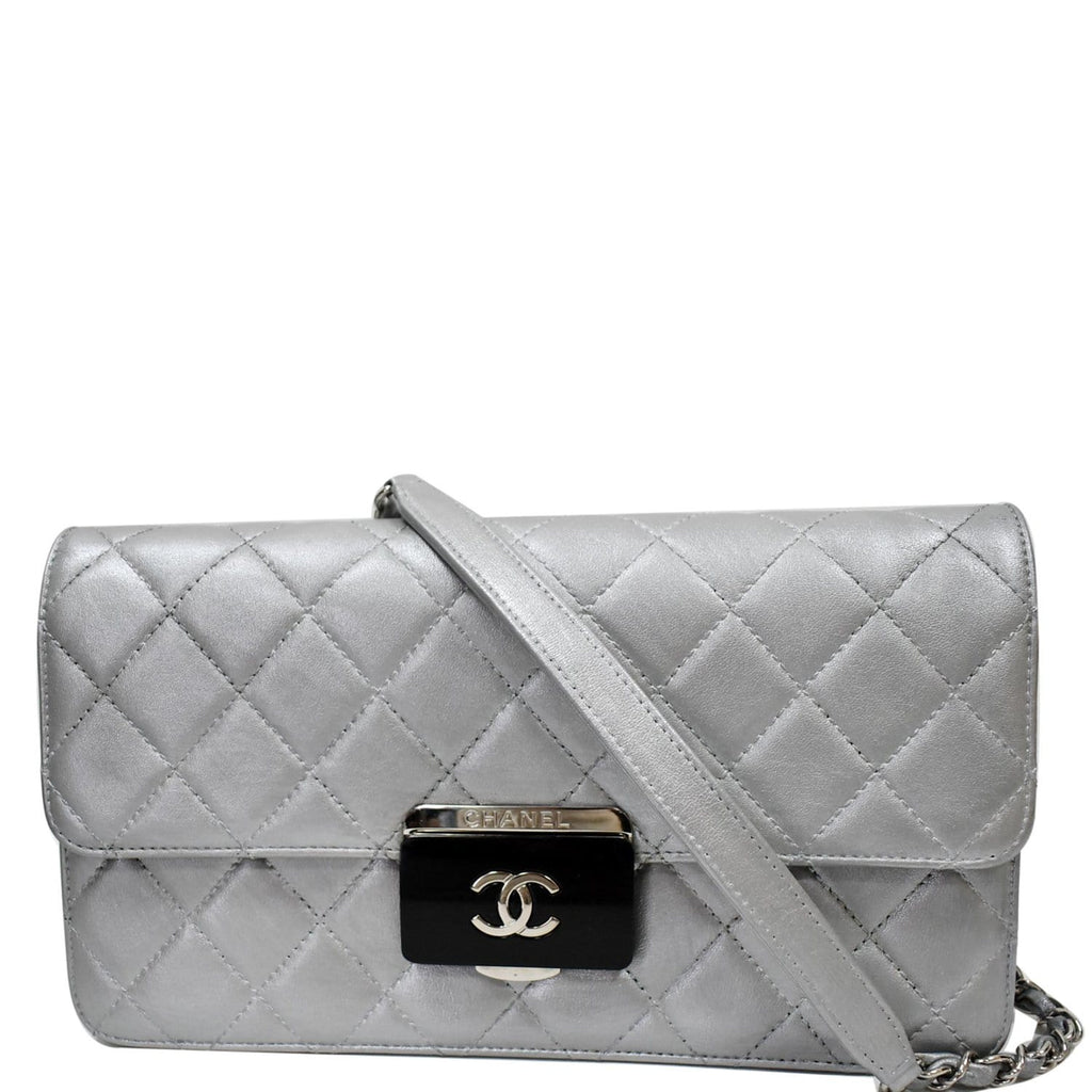 CHANEL Beauty Lock Mini Flap Quilted Sheepskin Leather Shoulder Bag Silver - 10% OFF