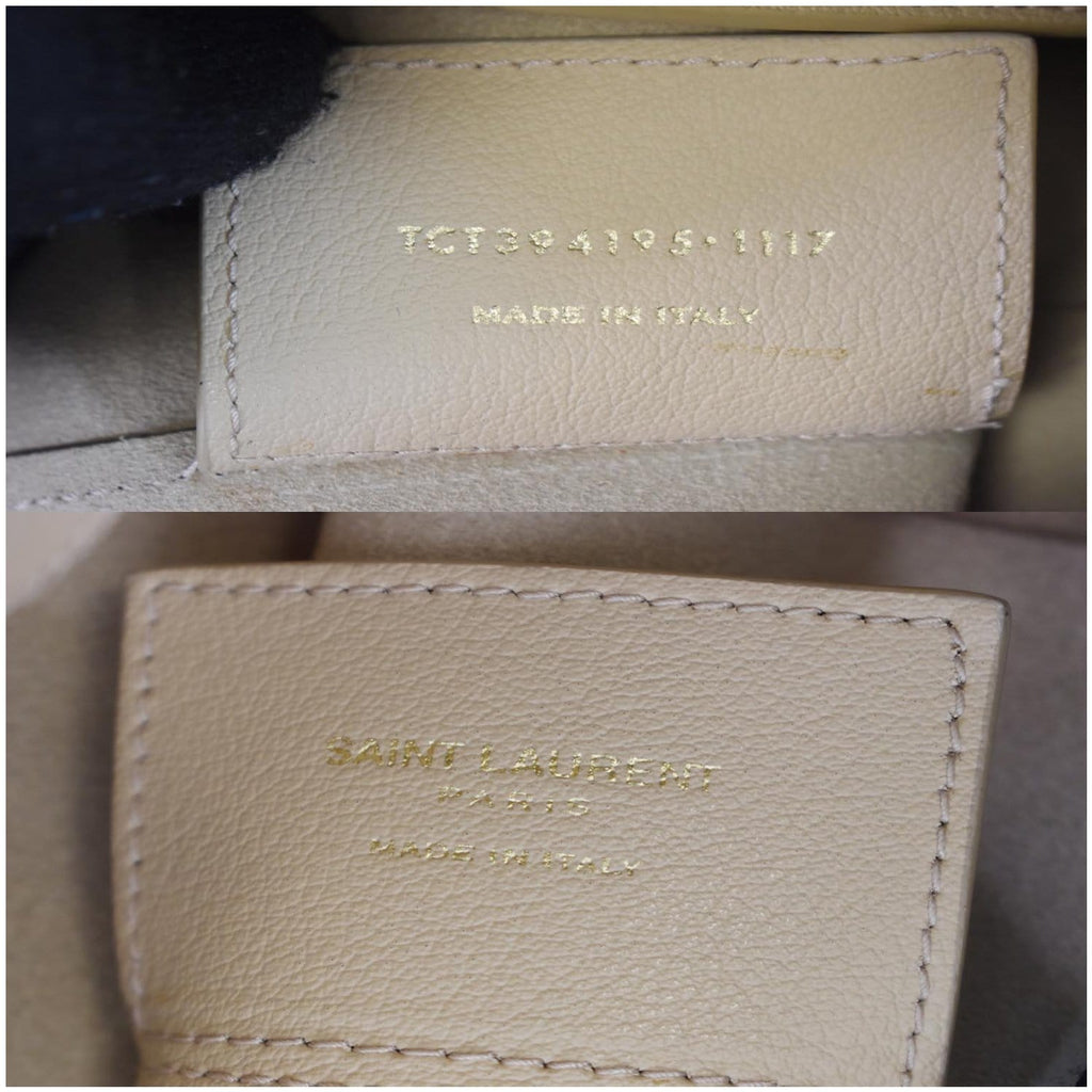YVES SAINT LAURENT Leather Shopping Tote Bag Beige