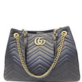 GUCCI GG Marmont Metelasse Medium Quilted Leather Shoulder Bag 453569 Black