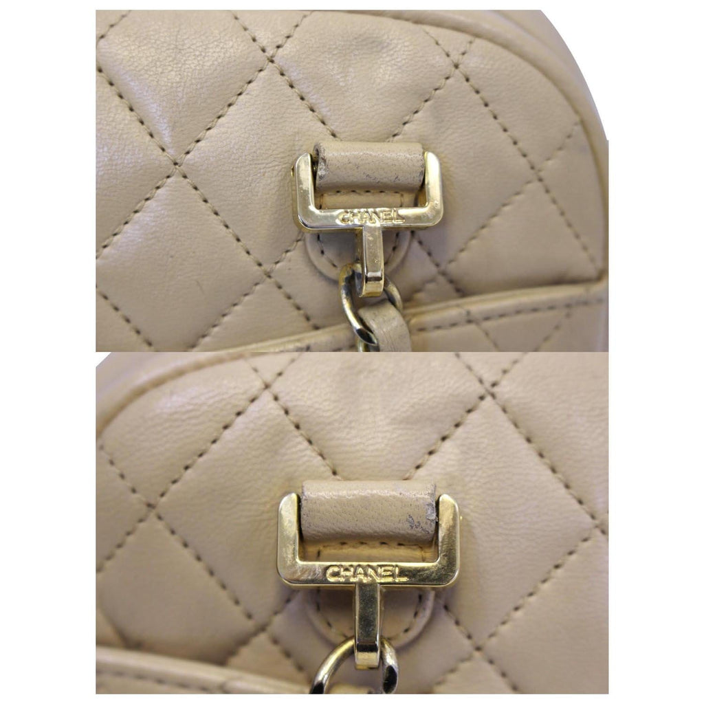 CHANEL Beige Lambskin Leather Camera Shoulder Bag - 15% OFF