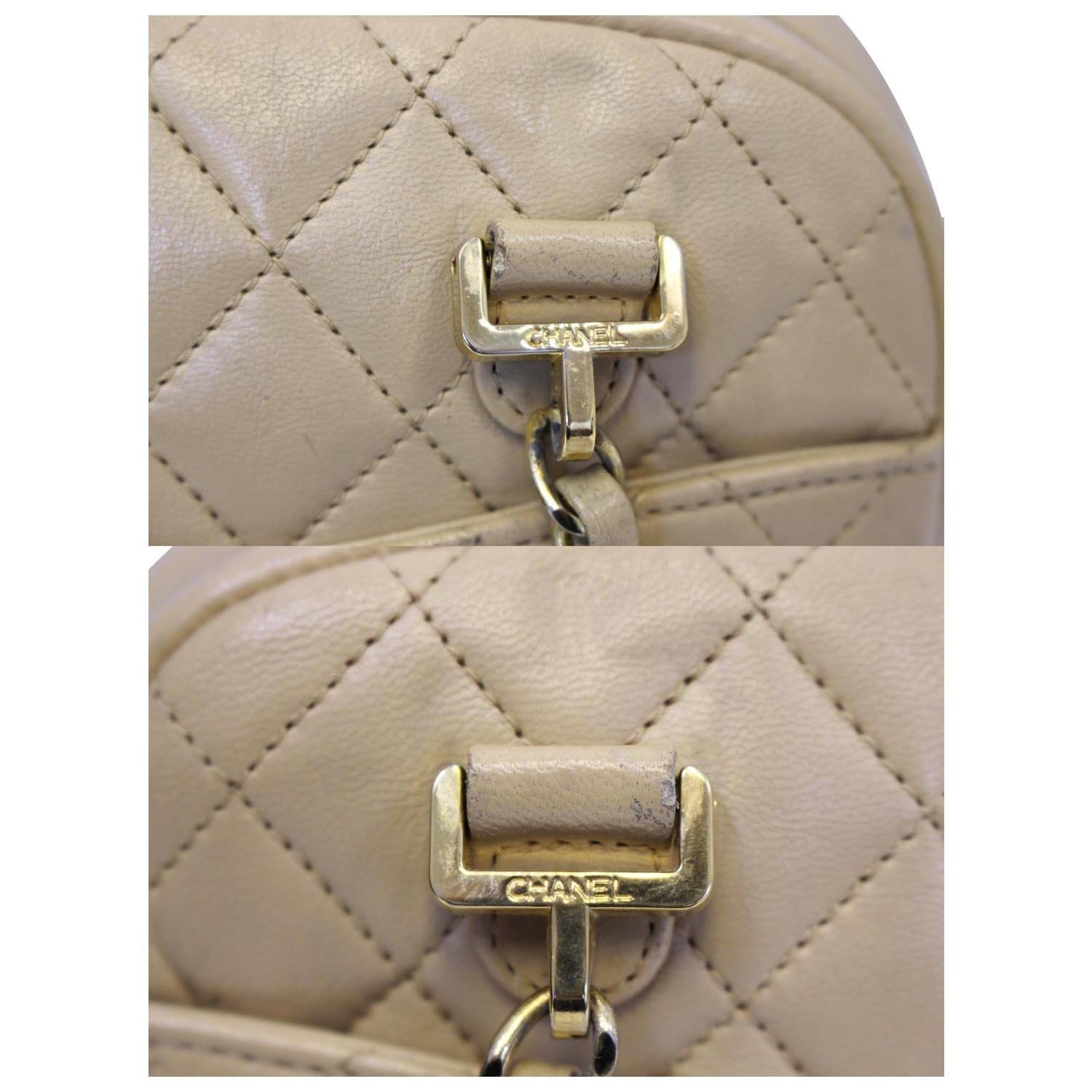 CHANEL Beige Lambskin Leather Camera Shoulder Bag - 15% OFF