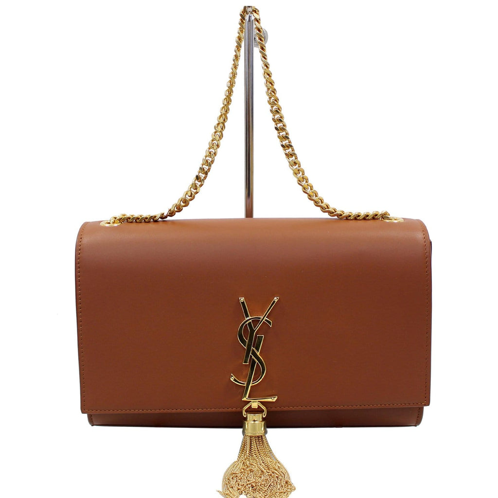 YVES SAINT LAURENT Kate Large Grain De Poudre Leather Shoulder Bag Brown