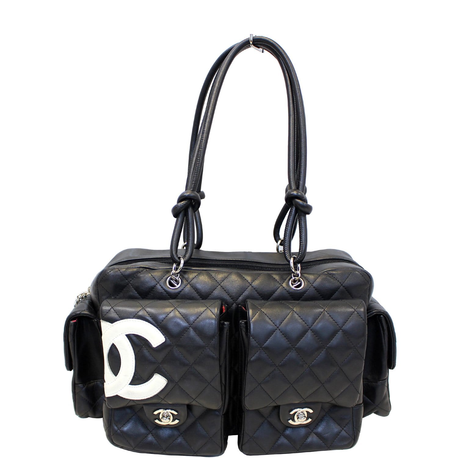 CHANEL Black Quilted Leather Ligne Cambon Reporter Shoulder Bag