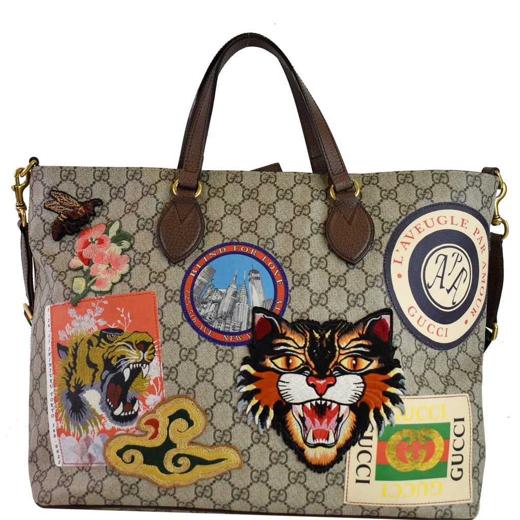 GUCCI Courrier Soft GG Supreme Tote Bag Beige 474083