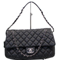 CHANEL Medium Flap Caviar Leather Shoulder Bag Black