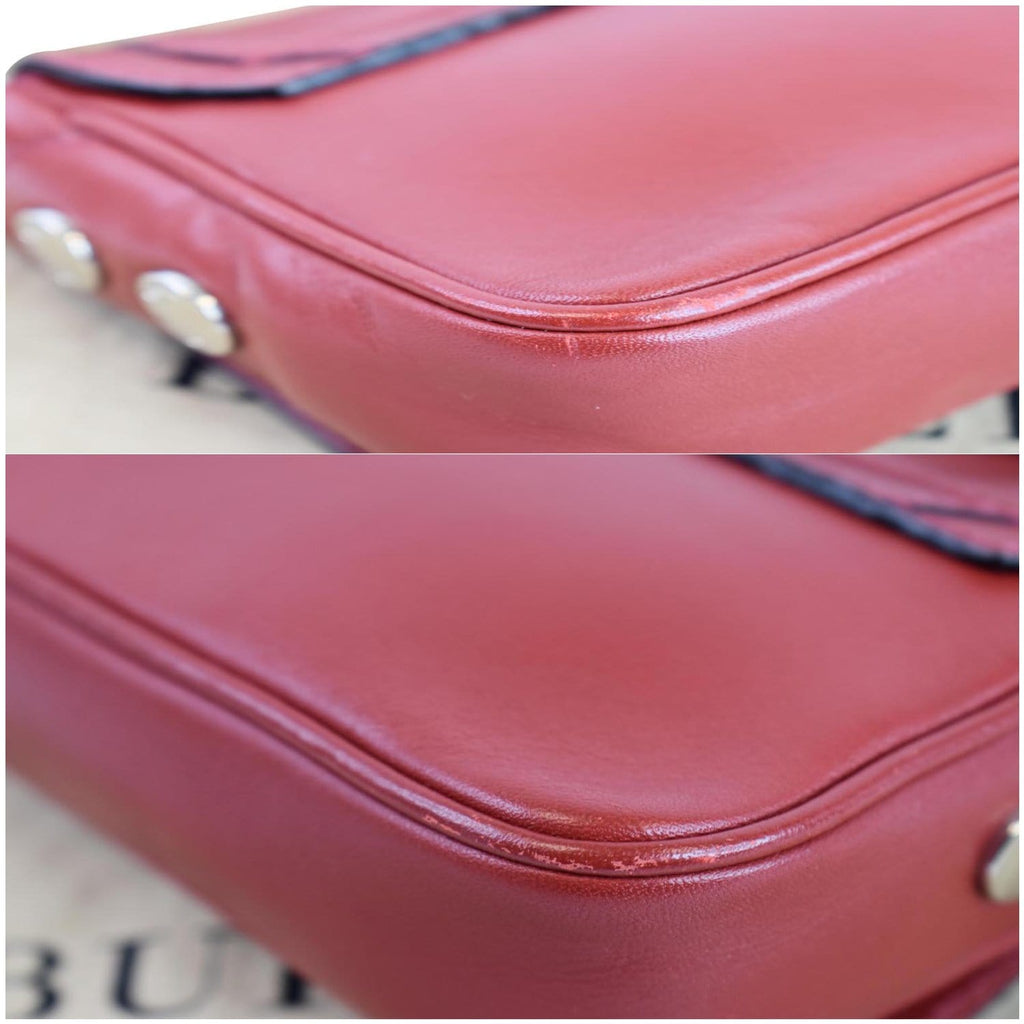 BURBERRY Small Pochette Leather Shoulder Bag Red