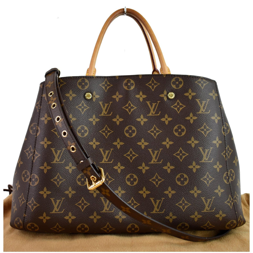 LOUIS VUITTON Montaigne GM Monogram Canvas Shoulder Bag Brown