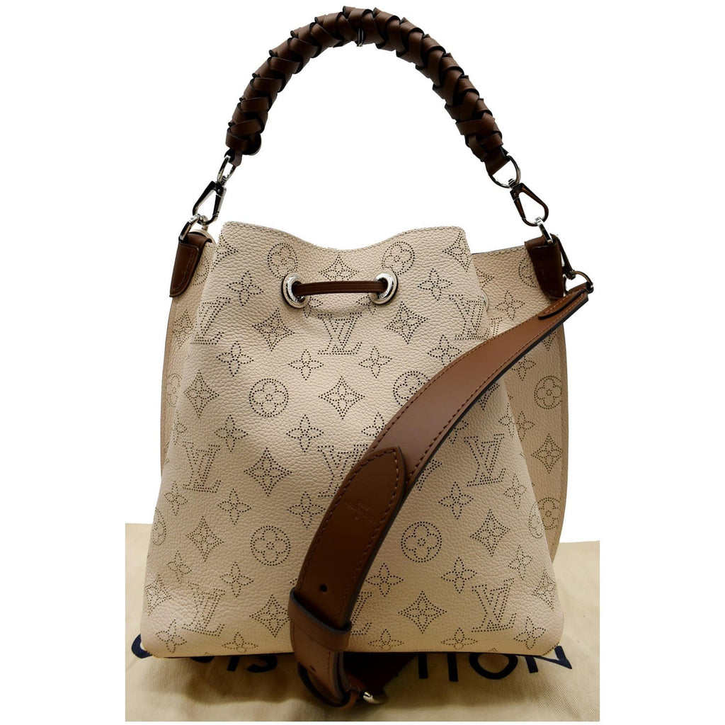 LOUIS VUITTON Muria Mahina Perforated Leather Shoulder Bag Cream