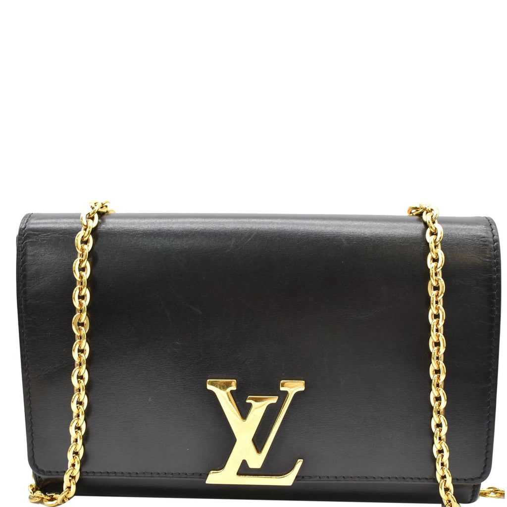 LOUIS VUITTON Chain Louise GM Calfskin Leather Shoulder Bag Black