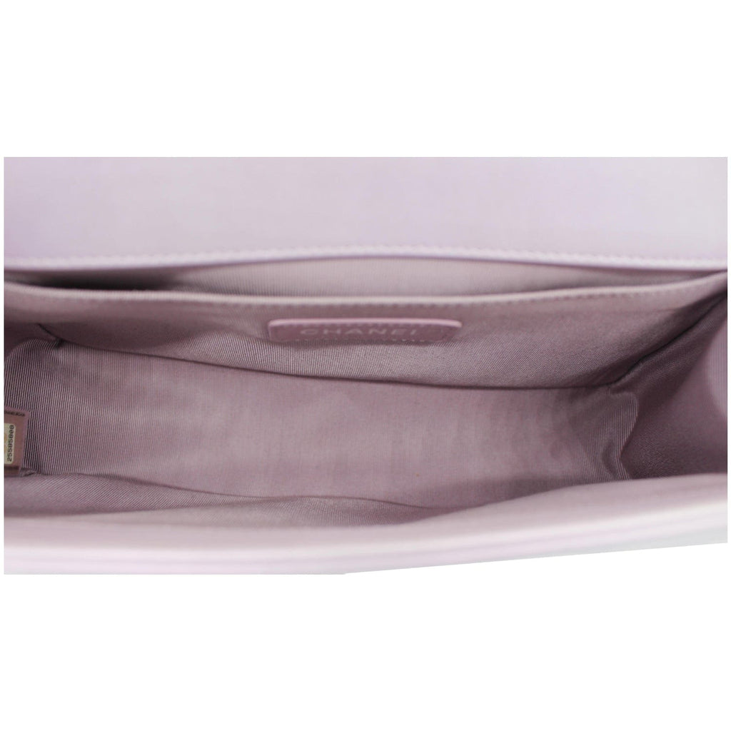 CHANEL Medium Boy Flap Chevron Leather Shoulder Bag Iridescent Lilac