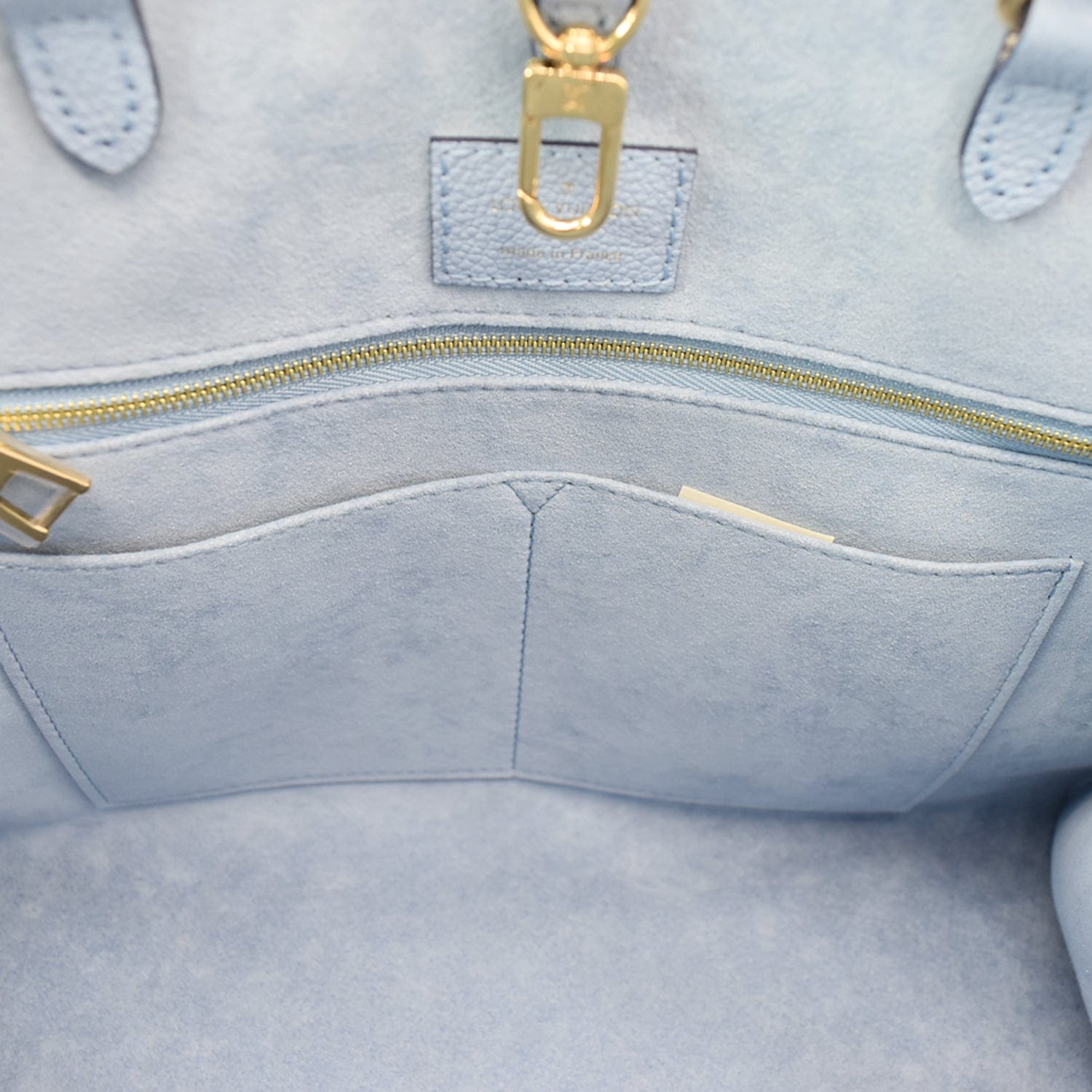 LOUIS VUITTON Onthego MM Giant Monogram Empreinte Tote Shoulder Bag Blue