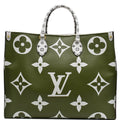 LOUIS VUITTON Onthego GM Giant Monogram Canvas Tote Shoulder Bag Khaki Green