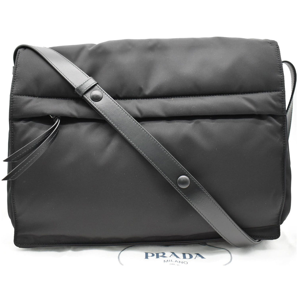 PRADA Large Padded Re-Nylon Shoulder Bag Black