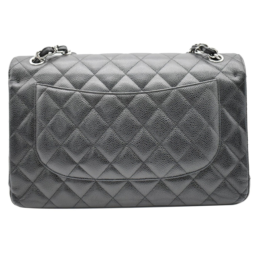 CHANEL Jumbo Double Flap Caviar Leather Shoulder Bag Black- Hot Deals