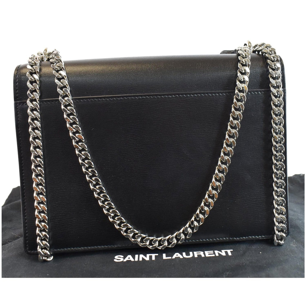 YVES SAINT LAURENT Monogram Sunset Medium Leather Shoulder Bag Black