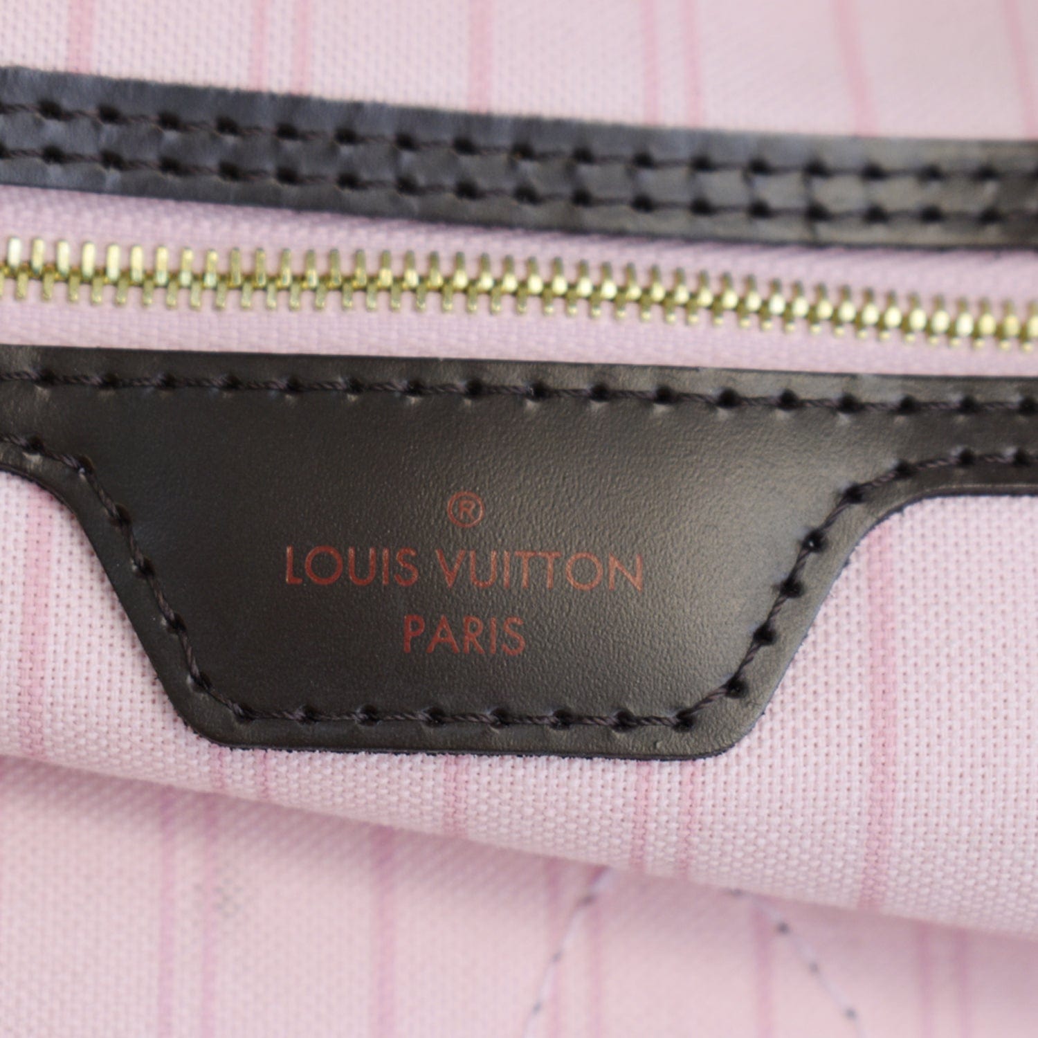 LOUIS VUITTON Neverfull MM Damier Ebene Tote Bag Brown